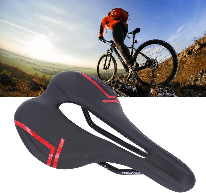 woobles Bike, Mountain Bike Saddle Cushion, Microfiber PU Leather Hollow Breathable for Road Riding, Padded Waterproof Bike Saddle - Image 4
